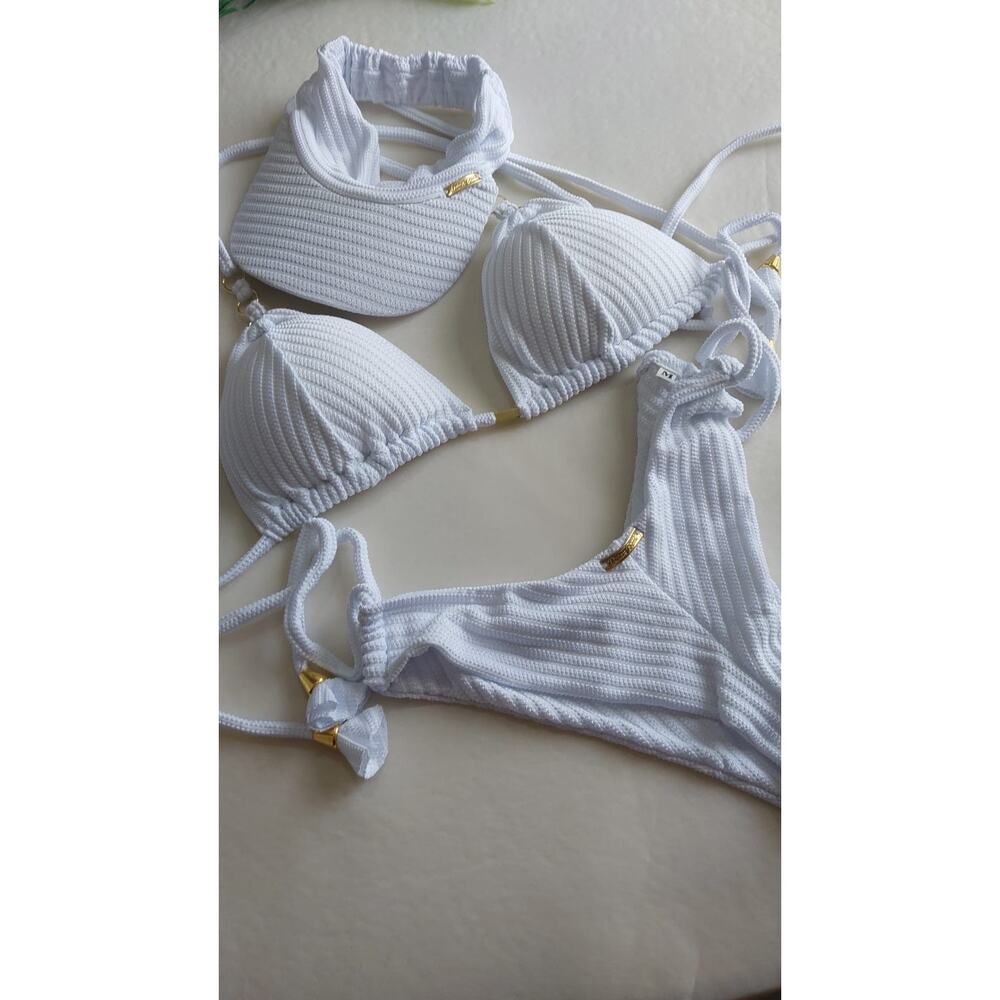 Brazilian Bikini Visor set in white size M